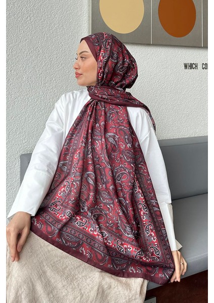 Retro Desen Soft Şal Bordo modelleri