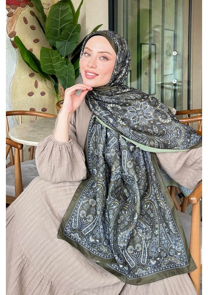Retro Desen Soft Şal Haki