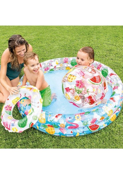 Flamingo- Meyve- Yaz Desenli Çocuk Havuz Seti 122 x 25 cm