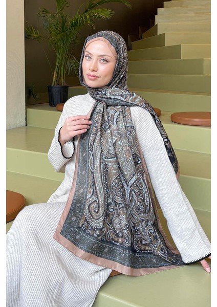 Retro Desen Soft Şal Camel