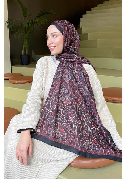 Retro Desen Soft Şal Bordo modelleri