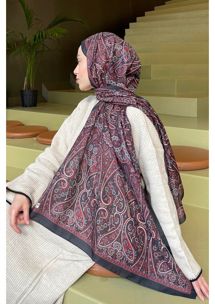 Retro Desen Soft Şal Bordo fırsatları