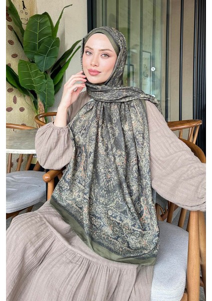 Retro Desen Soft Şal Haki modelleri
