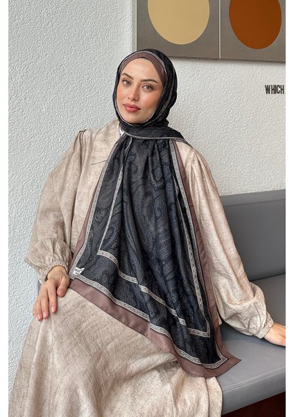 Retro Desen Soft Şal Sütlü Kahve