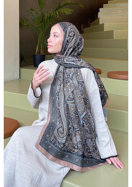 Retro Desen Soft Şal Camel modelleri