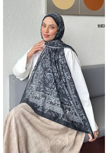 Retro Desen Soft Şal Siyah
