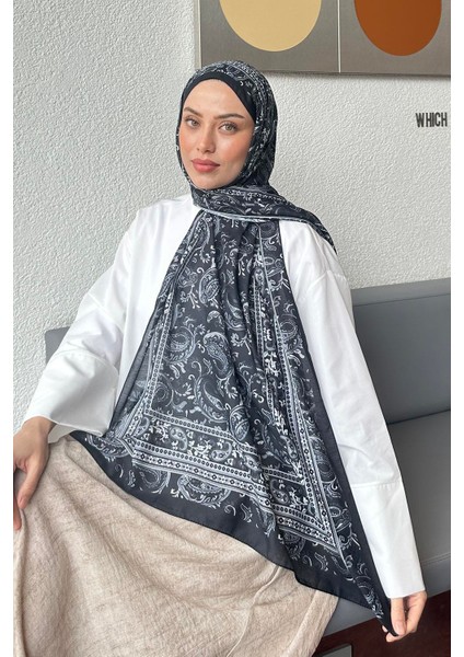 Retro Desen Soft Şal Siyah modelleri