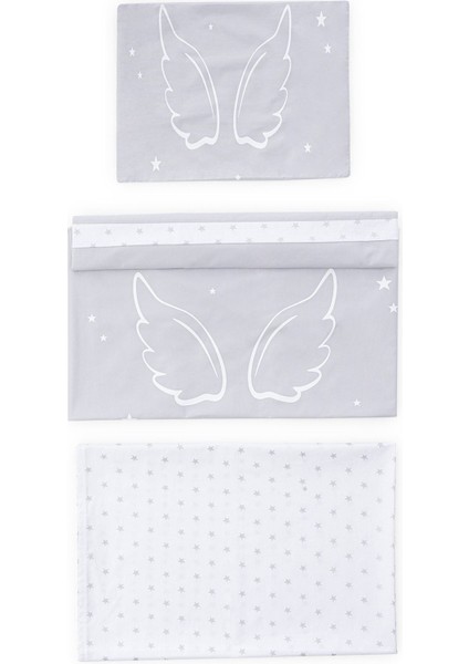 Angel Wings 5 Parça Beşik Uyku Seti, 90X60 cm Bebek Beşik Uyku Takımı - Gri fırsatları