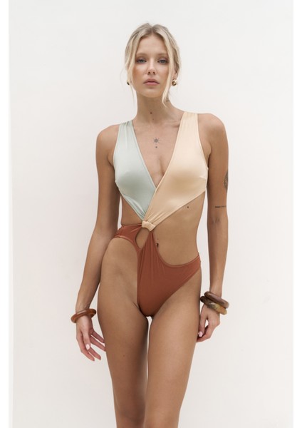 Zahra Renk Bloklu Kiremit Mayokini