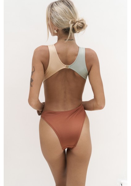 Zahra Renk Bloklu Kiremit Mayokini fırsatları