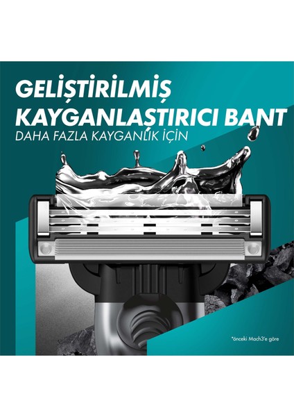 Mach3 Charcoal Tıraş Makinesi ve Yedek Bıçağı 6'lı + Tıraş Bıçağı Standı