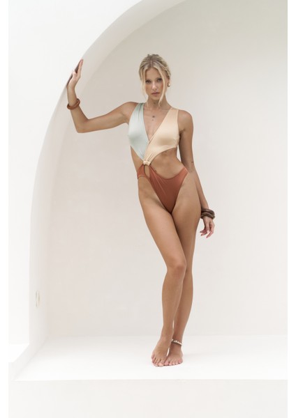 Zahra Renk Bloklu Kiremit Mayokini indirimleri