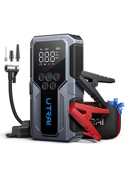 Utrai Js-9 12-24V Akü Şarj Powerbank Lastik Hava Kompresörü Şişirici Taşınabilir Dijital Kablosuz El Feneri