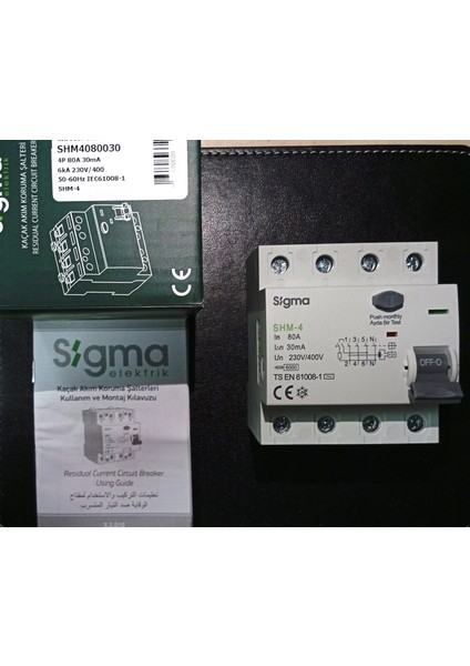 SHM4080030-SHM 4p 30MA 80A 6ka Kaçak Akım Koruma Şalter Kaçak Akım Rölesi