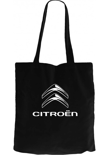 Citroen Logo 2 Siyah Kanvas Bez Çanta
