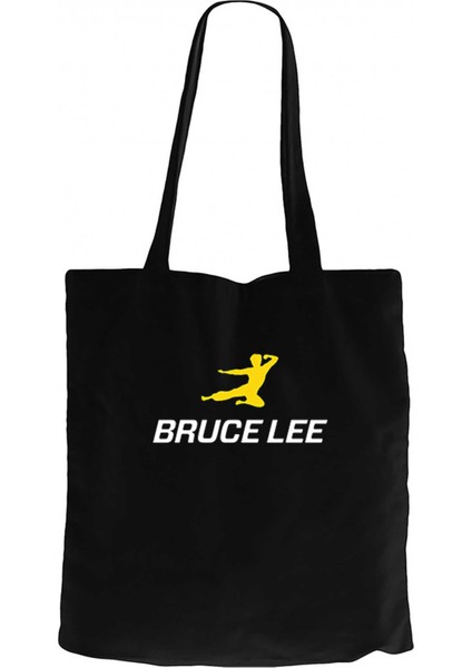 Bruce Lee Yellow Man Siyah Kanvas Bez Çanta