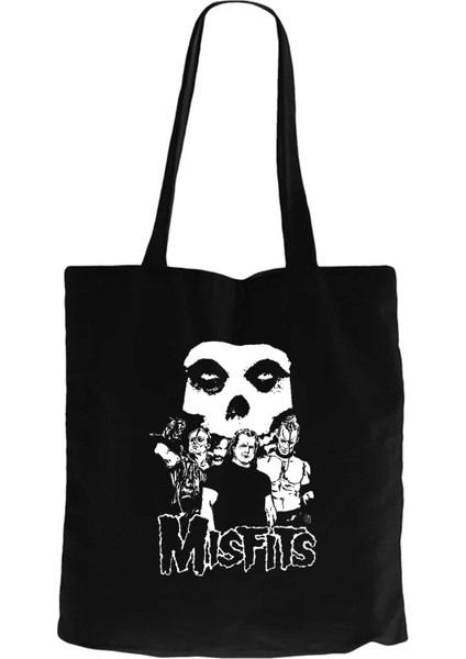 Misfits Grup Logo Siyah Kanvas Bez Çanta