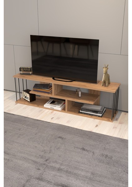 Tv Sehpası Raflı 140 cm Gzd Tv Ünitesi Atlantik Ceviz