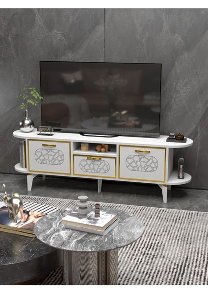 Tv Sehpası Mira Gold 5032 Beyaz 160 cm 35 cm 50 cm fiyatları