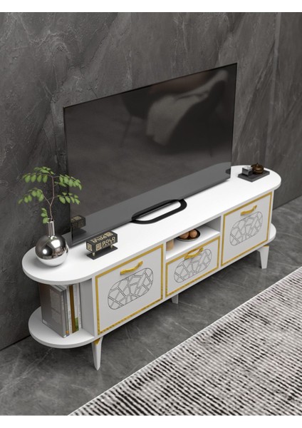 Tv Sehpası Mira Gold 5032 Beyaz 160 cm 35 cm 50 cm indirimleri