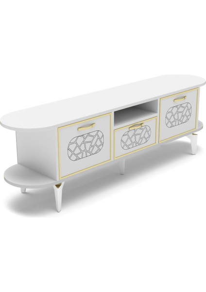 Tv Sehpası Mira Gold 5032 Beyaz 160 cm 35 cm 50 cm