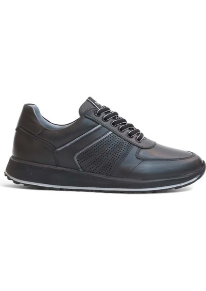 2185-LUISFIGO Hakiki Deri Üst Kalite Anatomik Tabanlı Erkek Günlük Sneakers Ayakkabı - NKT02185-SIYAH-44