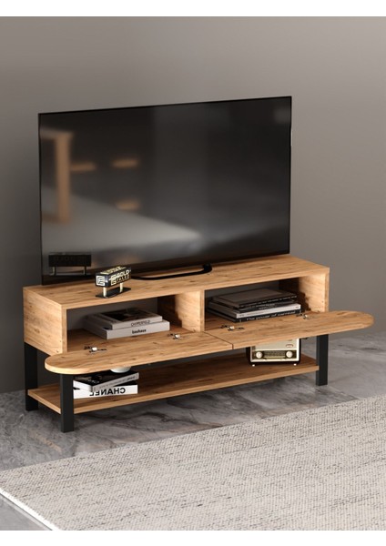 Tv Sehpası Tv Ünitesi Kapaklı Raflı Setro Atlantik Çam modelleri