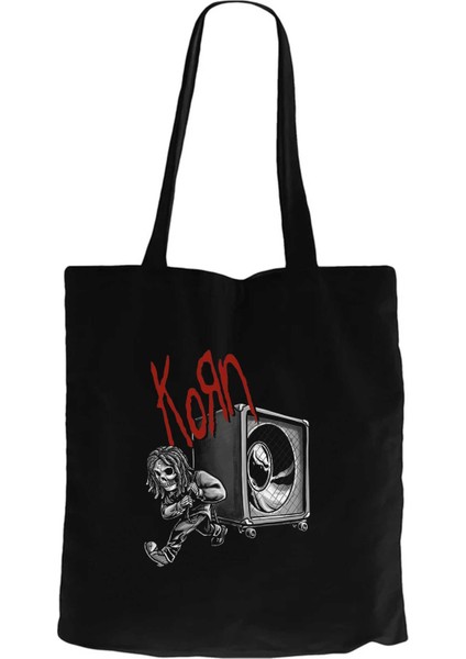 Korn Skeleton Pulling Haporlor Siyah Kanvas Bez Çanta