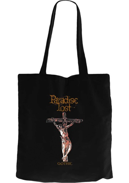 Paradise Lost Gothic Siyah Kanvas Bez Çanta