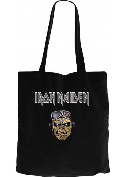 Iron Maiden Zombie Face Siyah Kanvas Bez Çanta