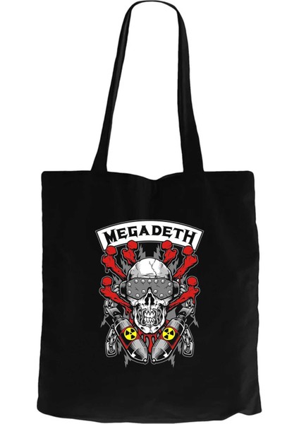 Megadeth Skull And Chemical Bomb Siyah Kanvas Bez Çanta