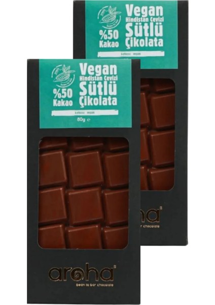 İkili Avantaj Paket %50 Kakao Vegan Hindistan Cevizi Sütlü Çikolata 80 g x 2 Adet