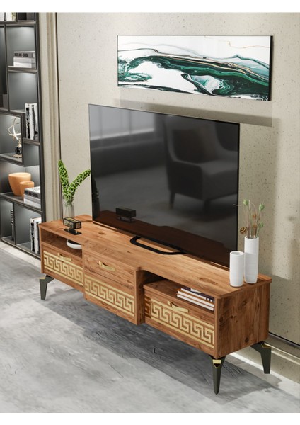 Tv Sehpası Tv Ünitesi 160 cm Atlantik Çam Gold Mistral 5070