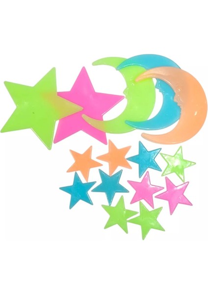 Ay Yıldız Gece Parlayan Florasanlı Fosforlu Duvar Gece Süsü Bebek Çocuk Odası Süsü Glow Stars & Moo