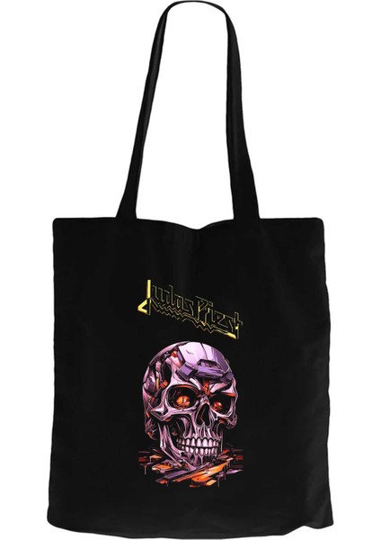 Judas Priest Modern Skeleton Siyah Kanvas Bez Çanta