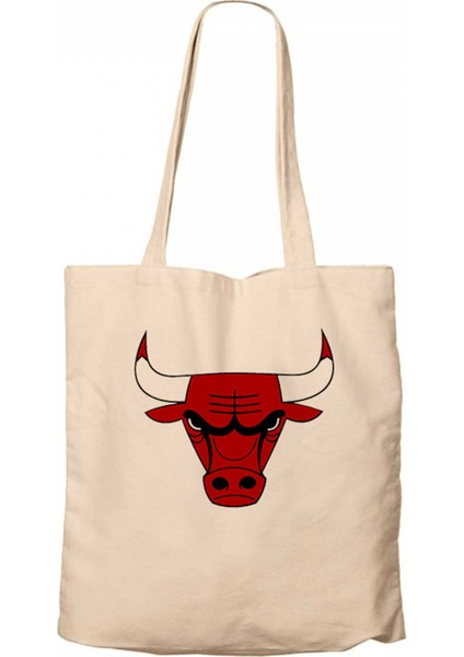 Chicago Bulls Logo Krem Kanvas Bez Çanta