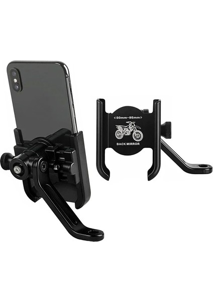 Dikiz Ayna Bağlantılı Metal Ayarlanabilen Motorsiklet Bisiklet Telefon Tutucu 360 Derece Dönen