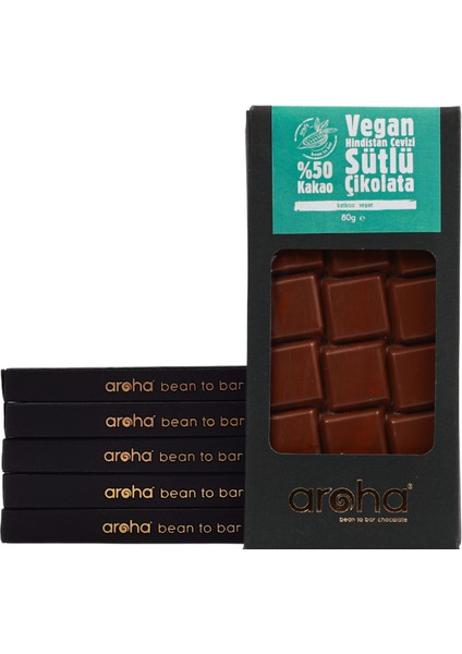 %50 Kakao Vegan Hindistan Cevizi Sütlü Çikolata 6'lı Paket (80 g x 6 Adet)