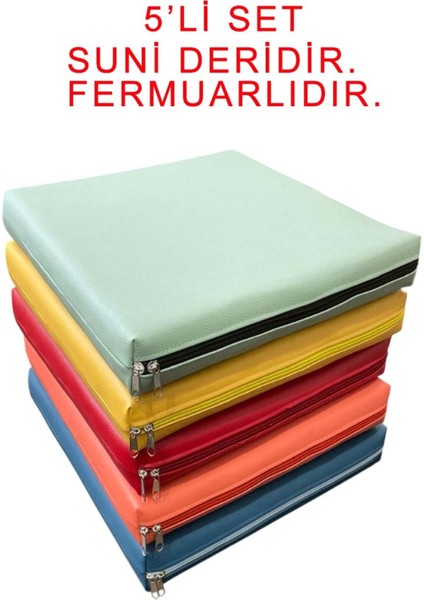 Okul Anaokulu Kreş 5'li Set 40X40X5 cm Içi Süngerli Renkli Minder Seti