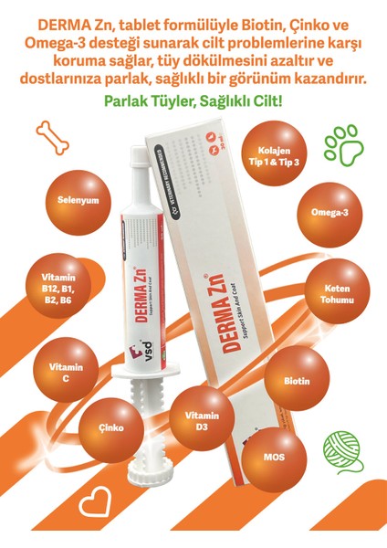 Derma Zn 30ML Malt Köpekler İçin Tüy Dökülme Engelleyici fiyatları