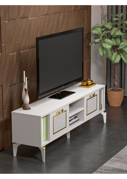 Tv Sehpası Tv Ünitesi Beyaz Gold 160 cm Linya 5042 indirimleri