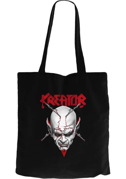 Kreator Siluet Logo Siyah Kanvas Bez Çanta