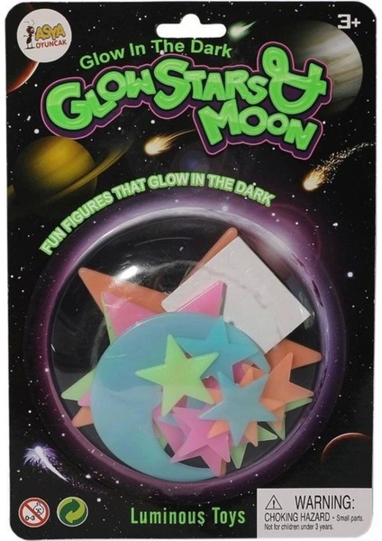Ay Yıldız Gece Parlayan Florasanlı Fosforlu Duvar Gece Süsü Bebek Çocuk Odası Süsü Glow Stars & Moo