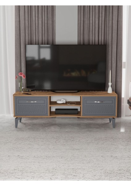 Tv Sehpası Tv Ünitesi Vera Atlantik Çam Antrasit Çizgili 5051 fiyatları