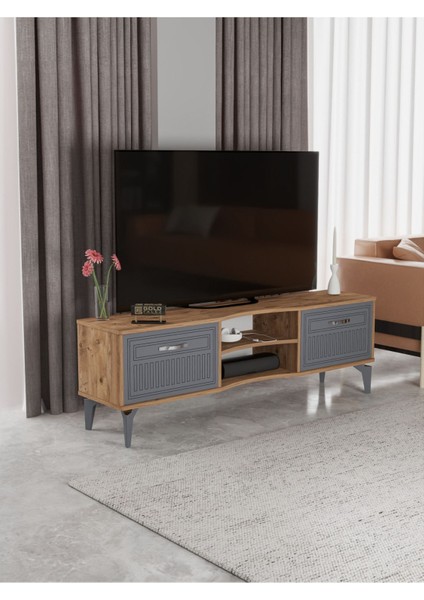 Tv Sehpası Tv Ünitesi Vera Atlantik Çam Antrasit Çizgili 5051 indirimleri