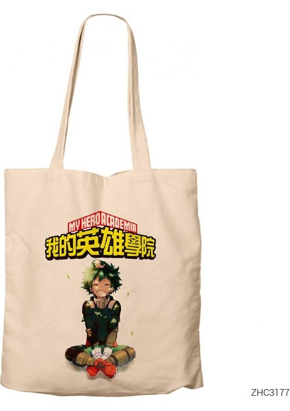 My Hero Izuku Midoriya Krem Kanvas Bez Çanta