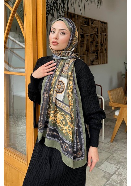 Versa Desen Pamuk Şal Haki