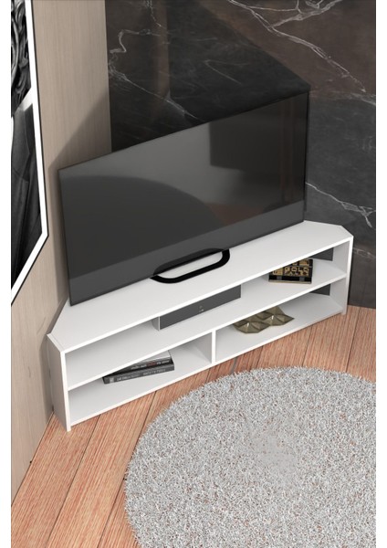 Tv Sehpası Köşe Tv Ünitesi Beyaz fırsatları