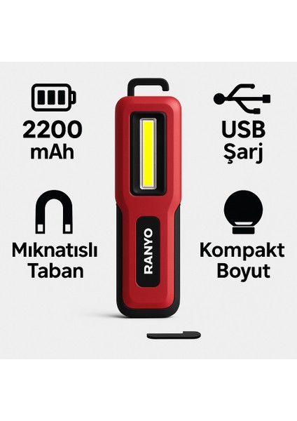 Küçük Şarjlı LED Fener 2200 Mah
