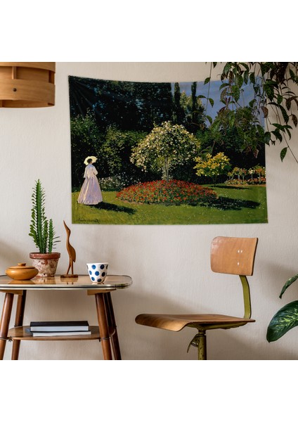 Woman In The Garden Duvar Örtüsü - 100 cm x 135 cm